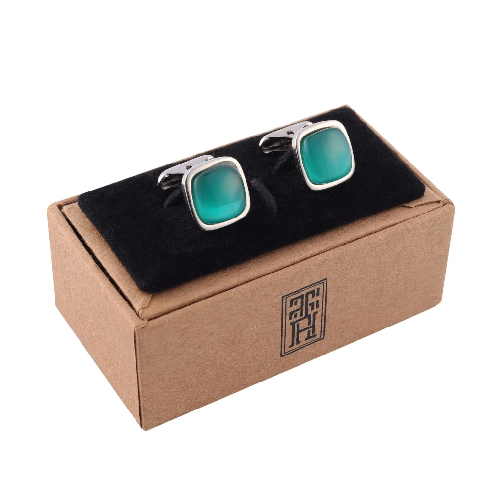 Green Formal Brass Cufflinks for Men