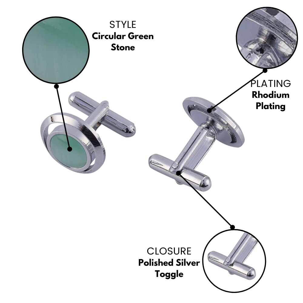 Green Formal Brass Cufflinks for Men