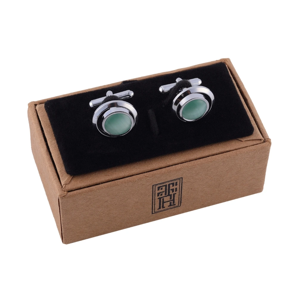 Green Formal Brass Cufflinks for Men
