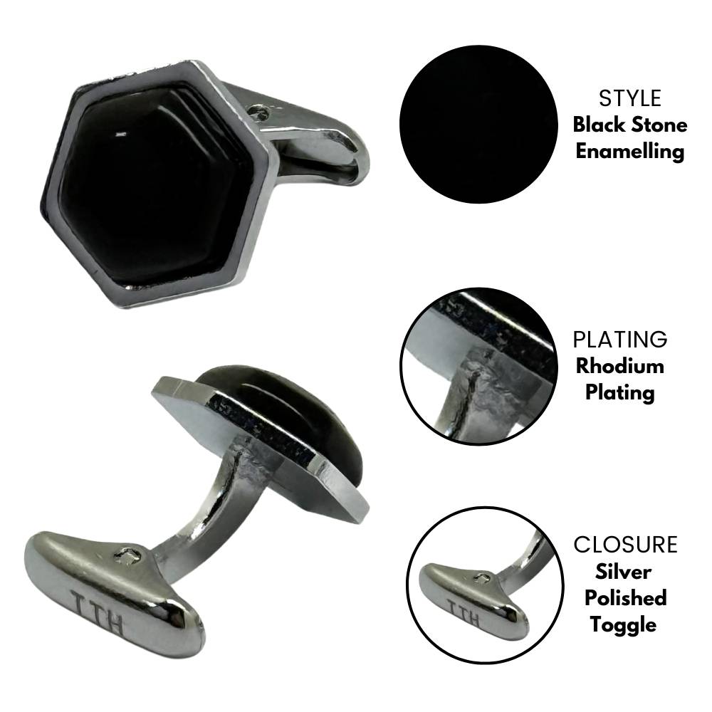 Black Formal Brass Cufflinks for Men