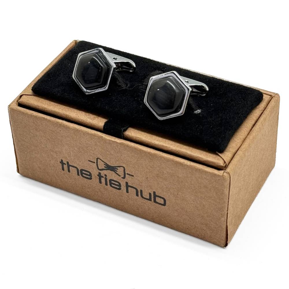 Black Formal Brass Cufflinks for Men