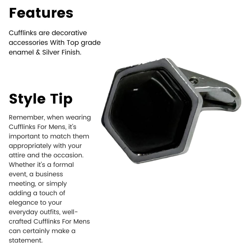 Black Formal Brass Cufflinks for Men