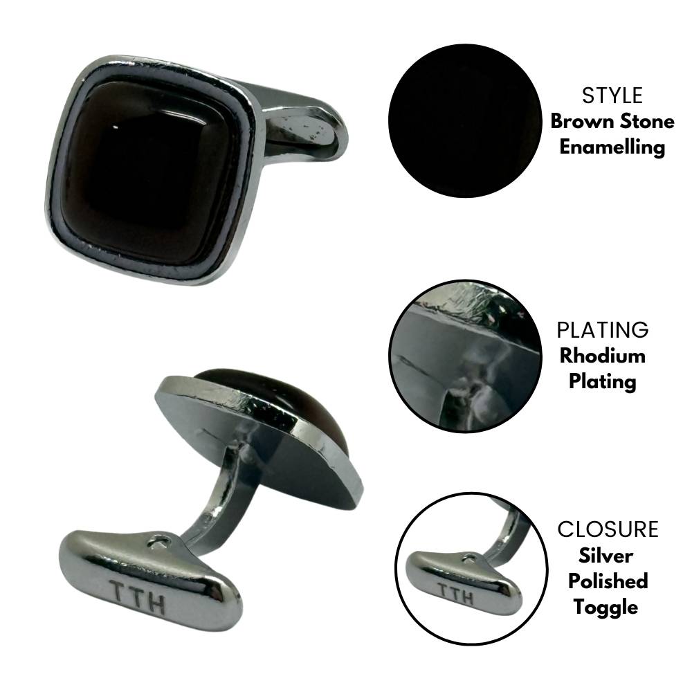 Brown Formal Brass Cufflinks for Men