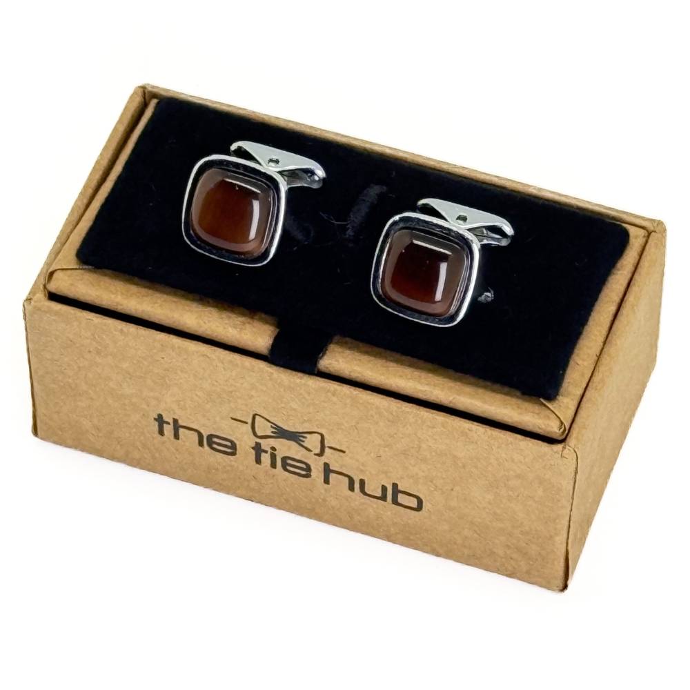 Brown Formal Brass Cufflinks for Men