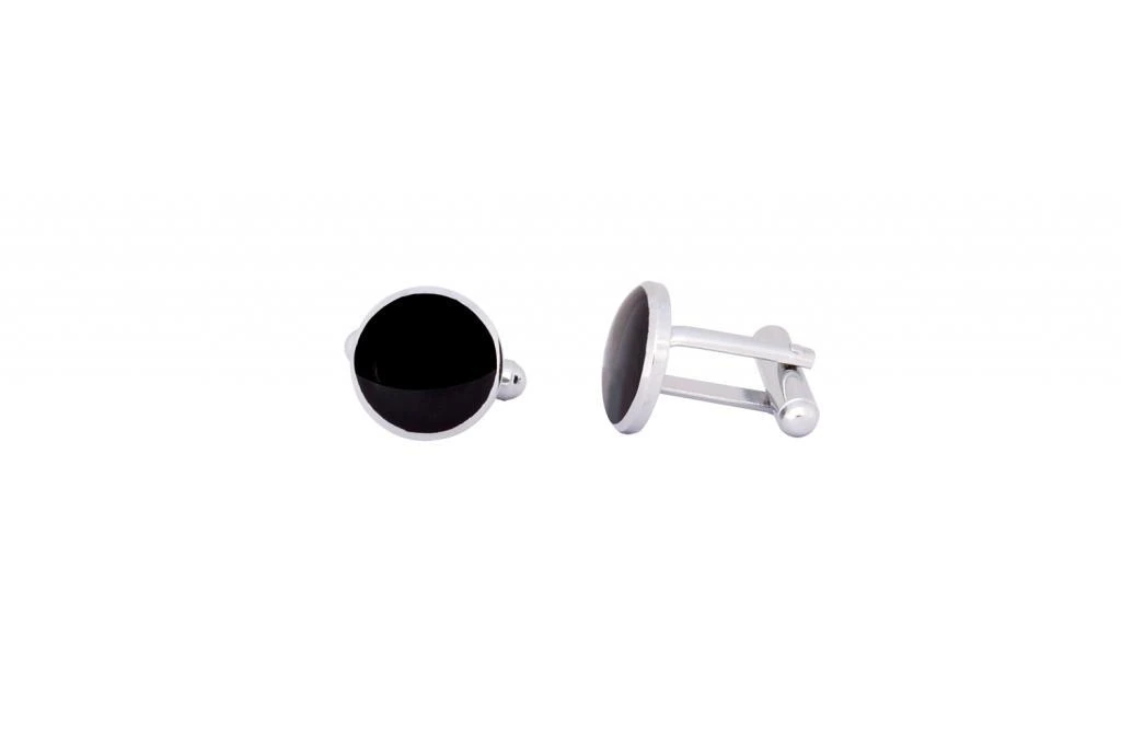 Round Brass Black Cufflink