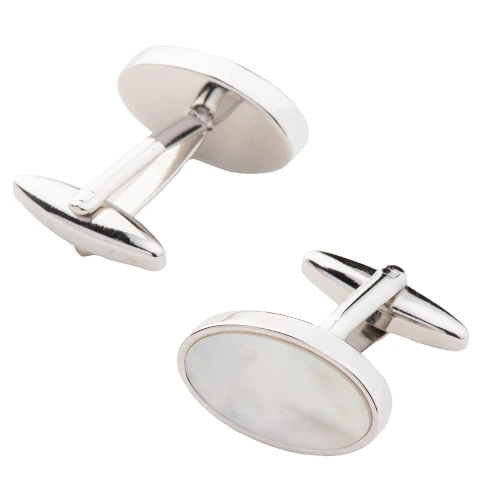 White Formal Brass Cufflinks for Men