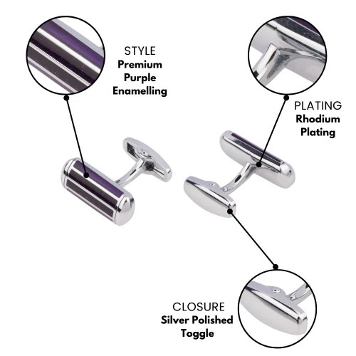 Purple Formal Brass Cufflinks for Men
