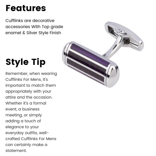 Purple Formal Brass Cufflinks for Men