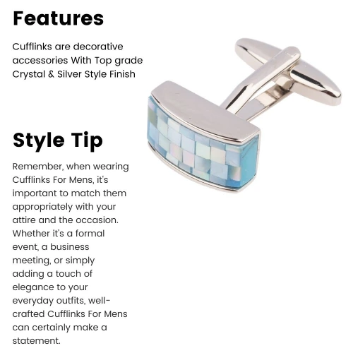 Blue Mother of Pearl Cufflinks for Men