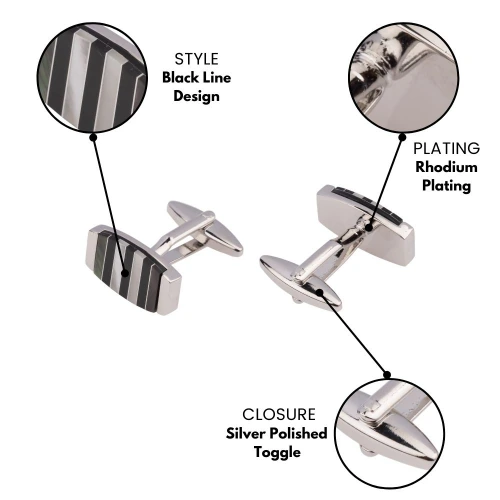 Black Formal Brass Cufflinks for Men