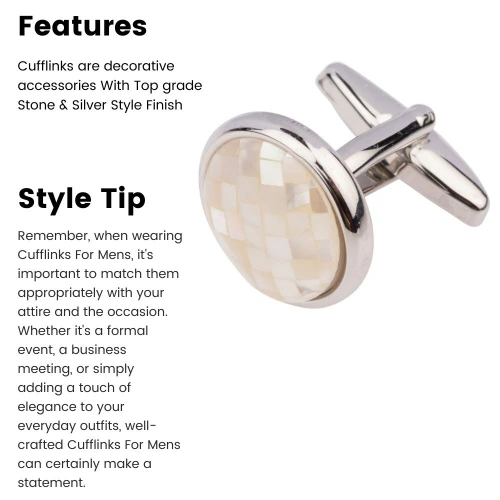 Pink Mother of Pearl Cufflinks for Men
