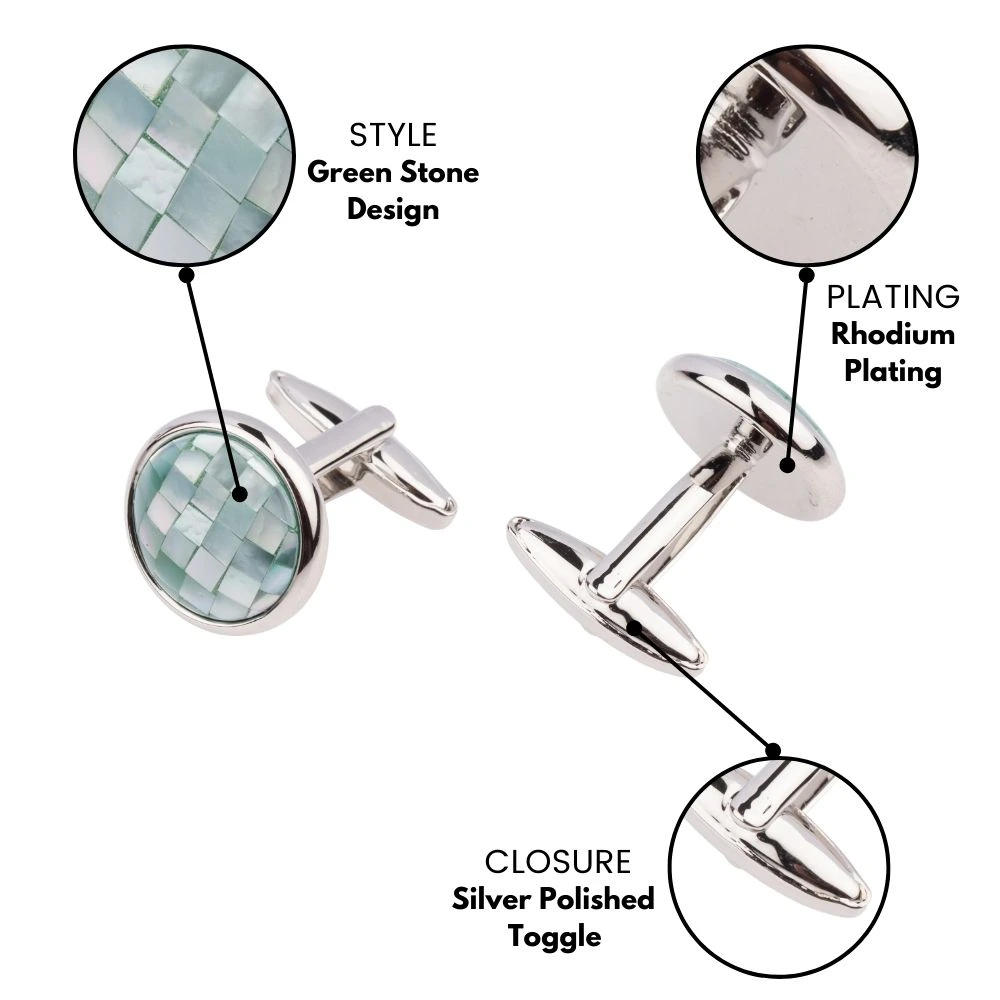 Green Mother of Pearl Cufflinks for Men
