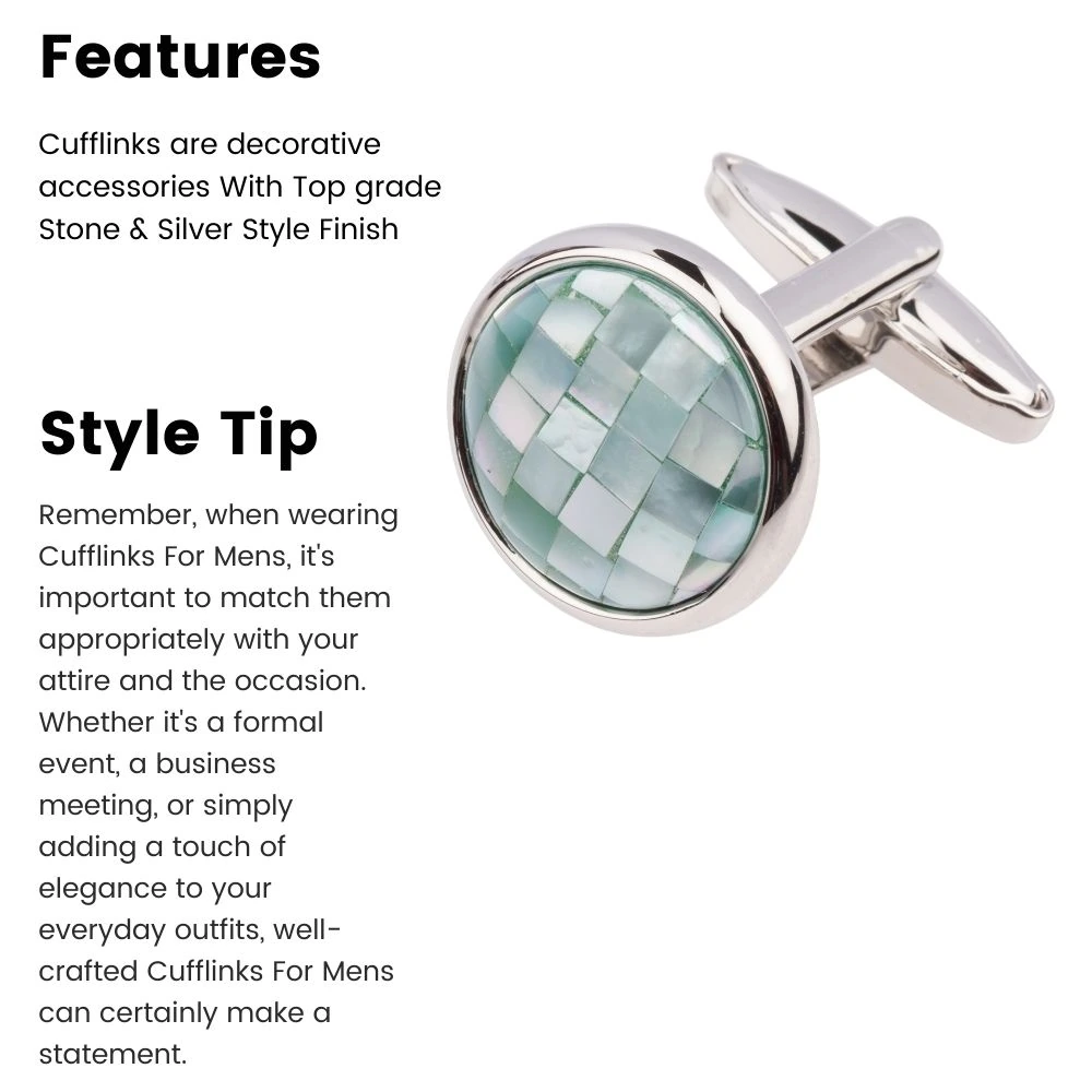 Green Mother of Pearl Cufflinks for Men