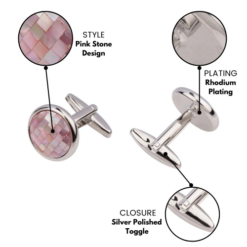 Pink Mother of Pearl Cufflinks for Men