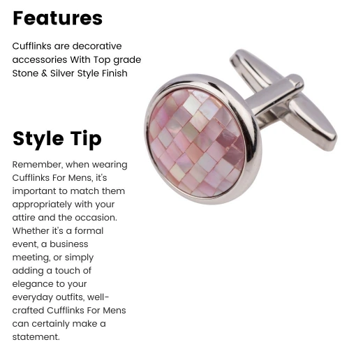Pink Mother of Pearl Cufflinks for Men