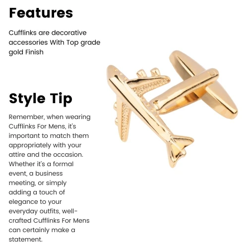Gold Quirky Brass Cufflinks for Men