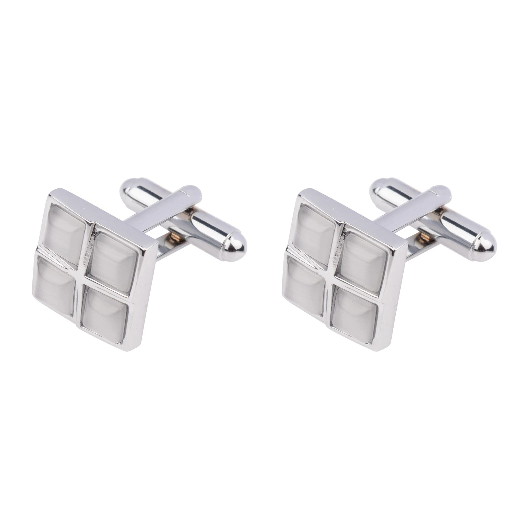 White Formal Brass Cufflinks for Men