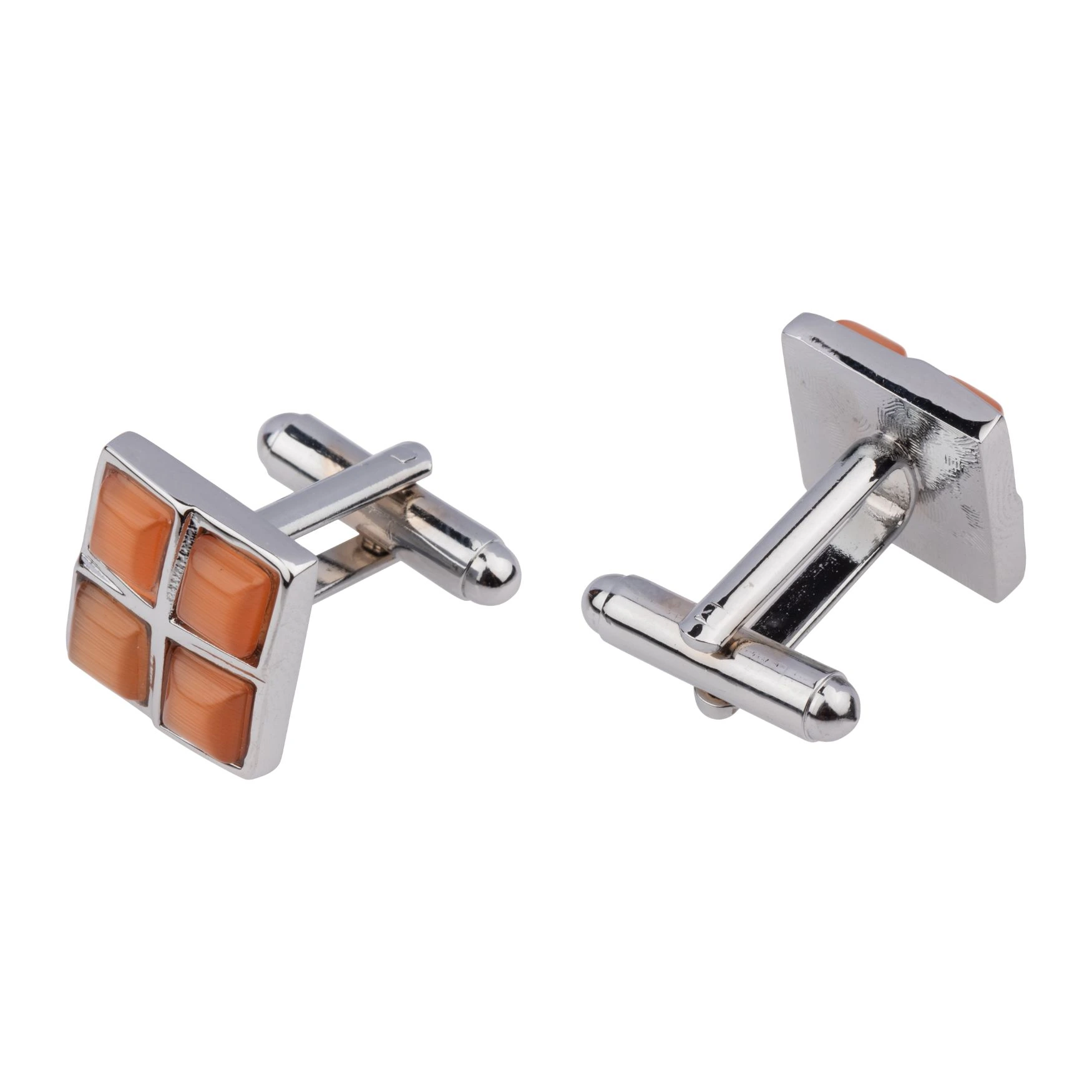 Orange Formal Brass Cufflinks for Men