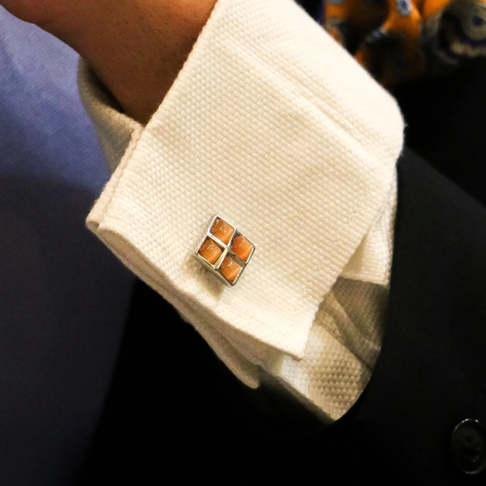 Orange Formal Brass Cufflinks for Men