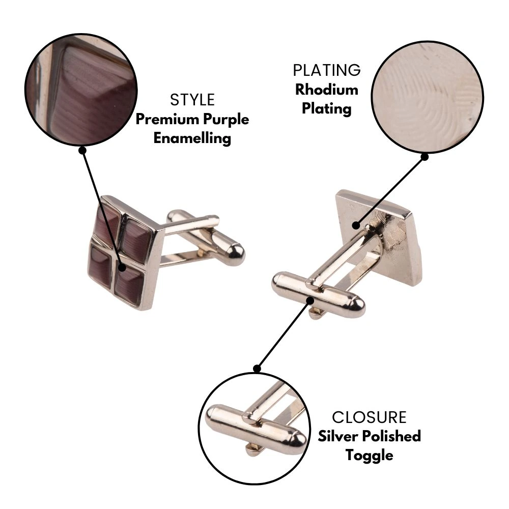 Purple Formal Brass Cufflinks for Men