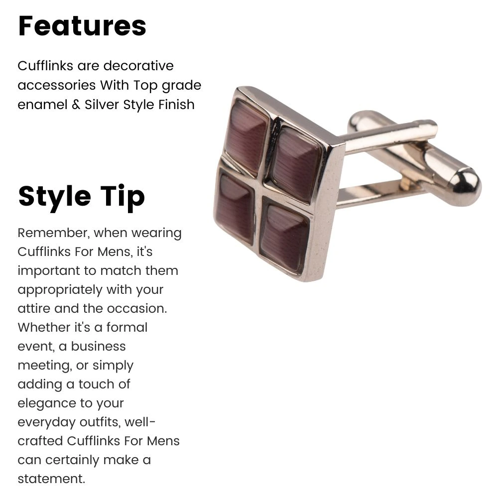 Purple Formal Brass Cufflinks for Men