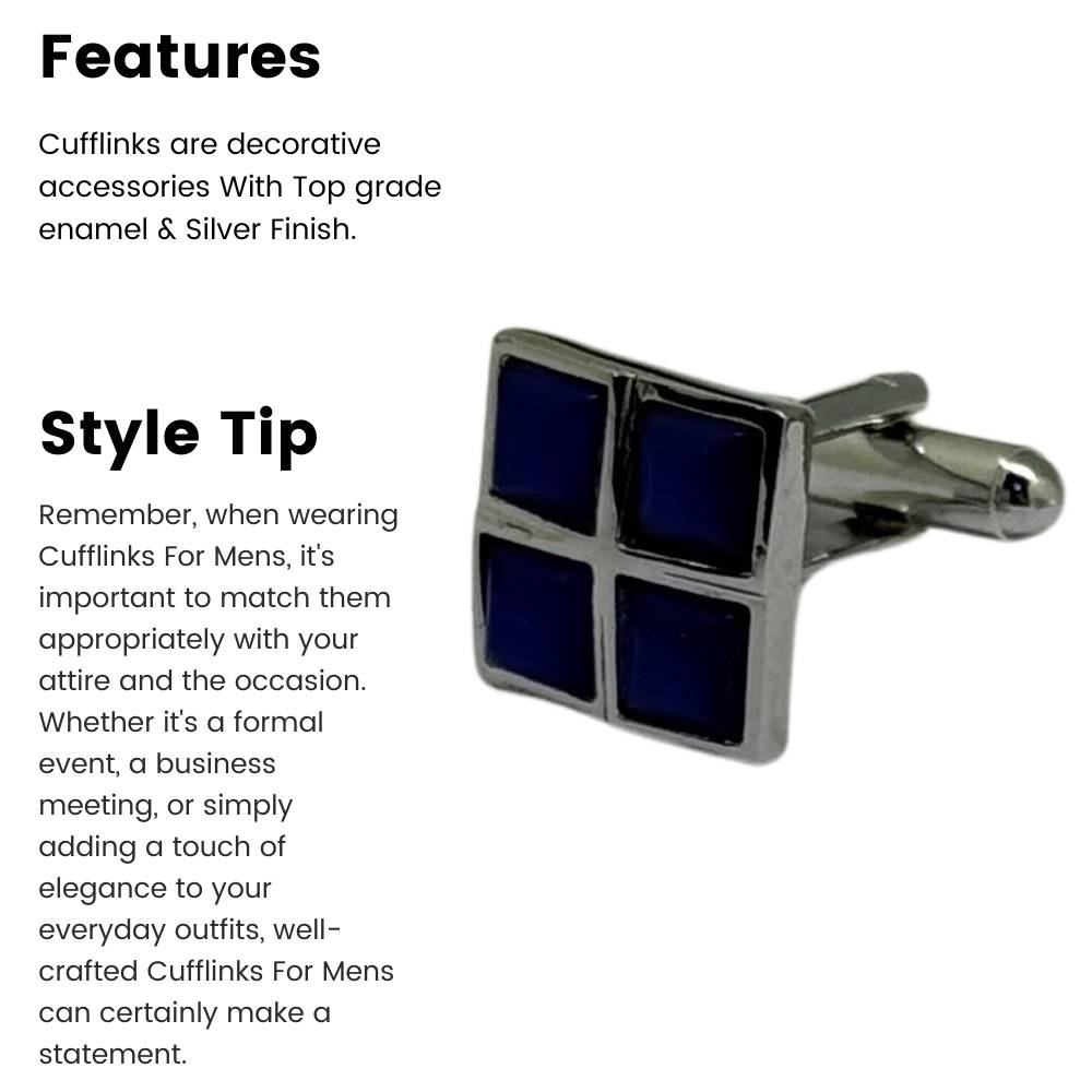 Blue Formal Brass Cufflinks for Men
