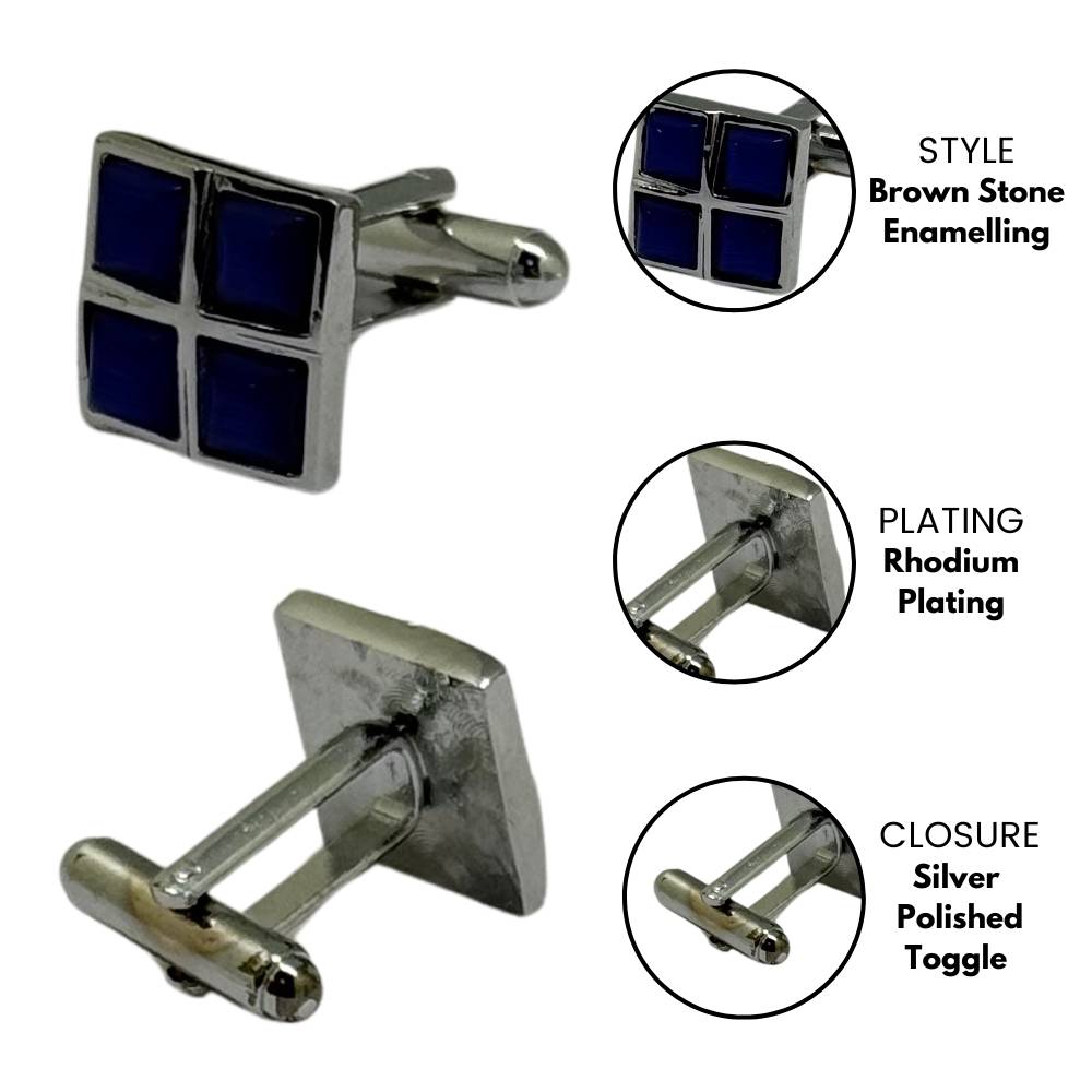 Blue Formal Brass Cufflinks for Men