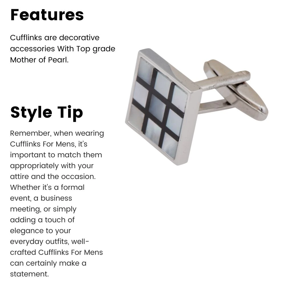 Black Mother of Pearl Cufflinks for Men