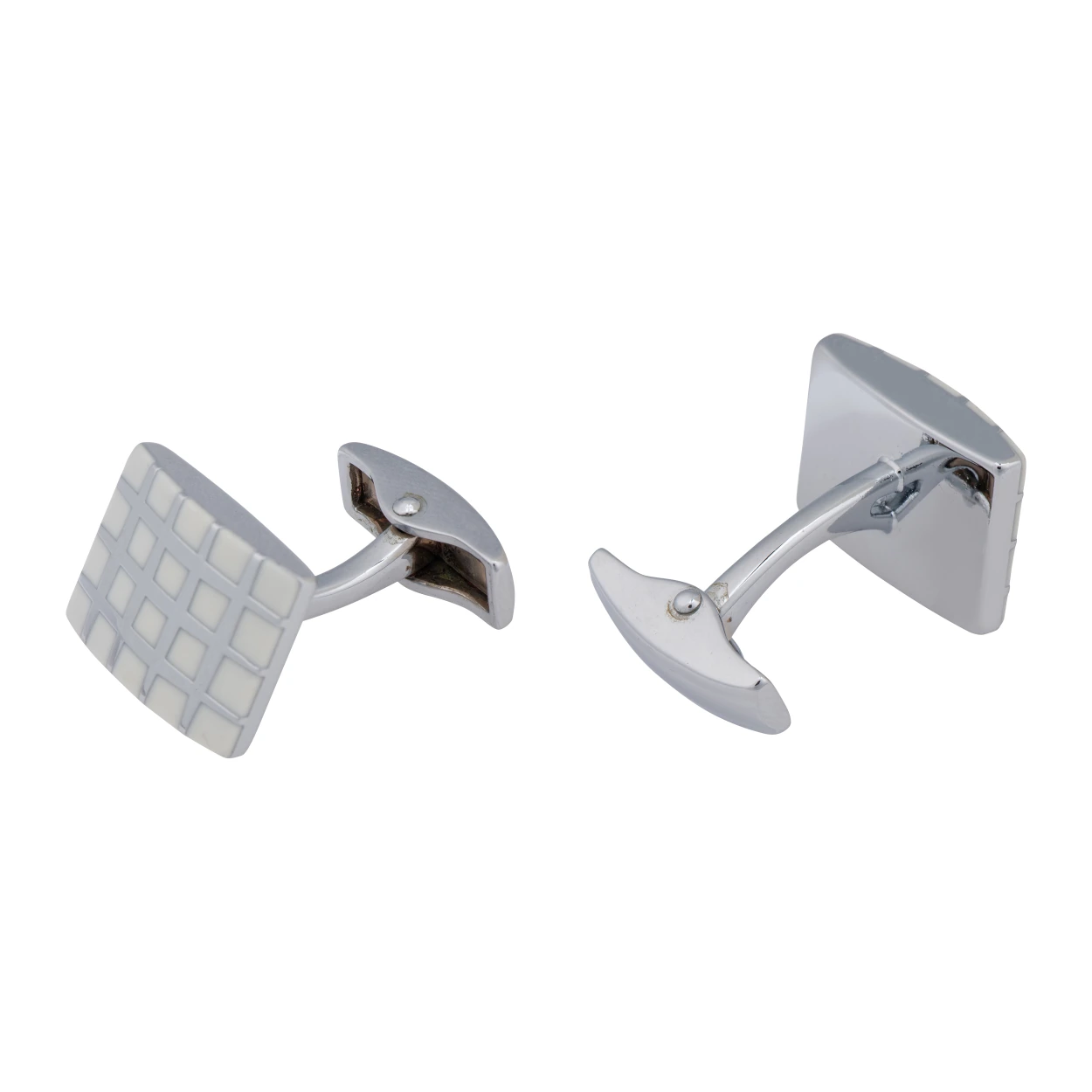 White Formal Brass Cufflinks for Men
