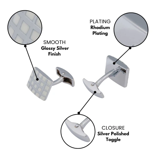 White Formal Brass Cufflinks for Men