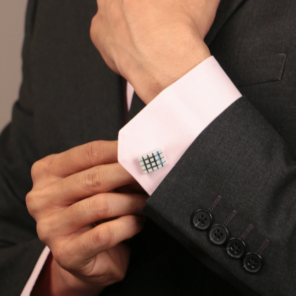 White Formal Brass Cufflinks for Men