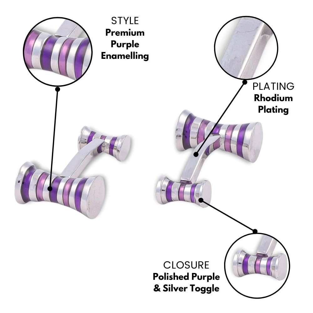 Purple Formal Brass Cufflinks for Men