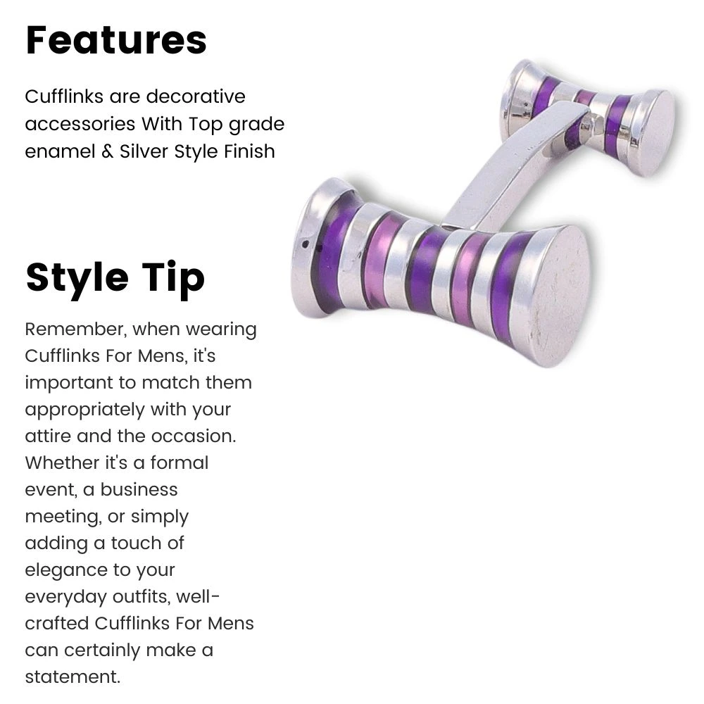 Purple Formal Brass Cufflinks for Men