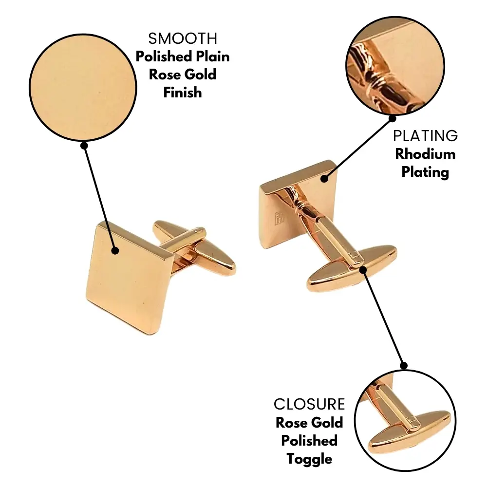 Rose Gold Formal Brass Cufflinks for Men