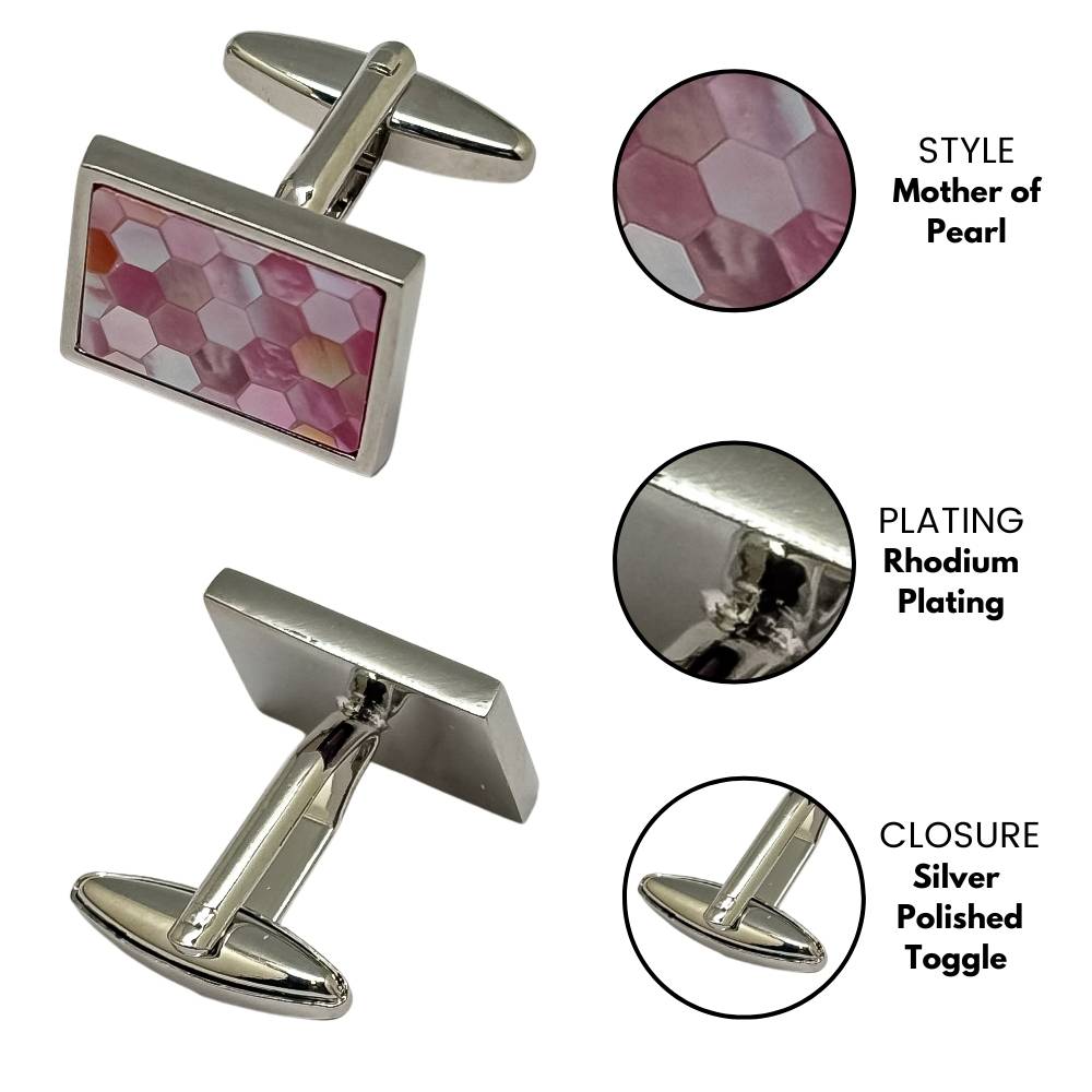 Pink Formal Brass Cufflinks for Men