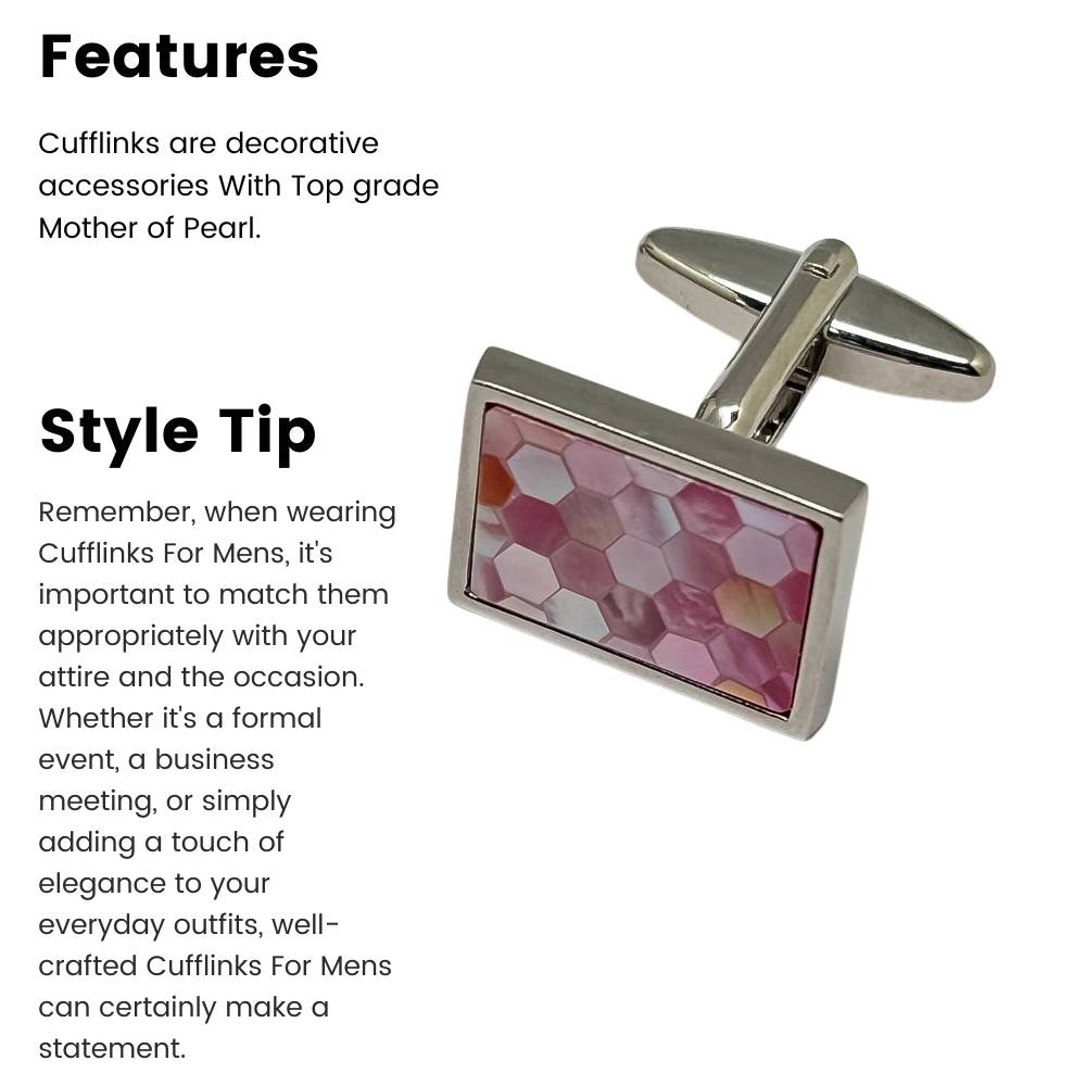 Pink Formal Brass Cufflinks for Men