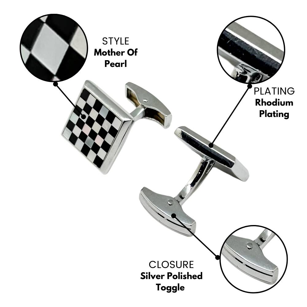 Silver Mother of Pearl Cufflinks for Men