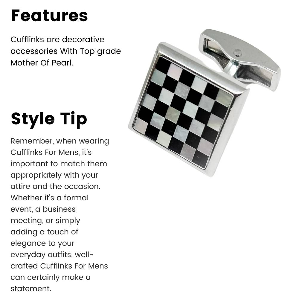 Silver Mother of Pearl Cufflinks for Men