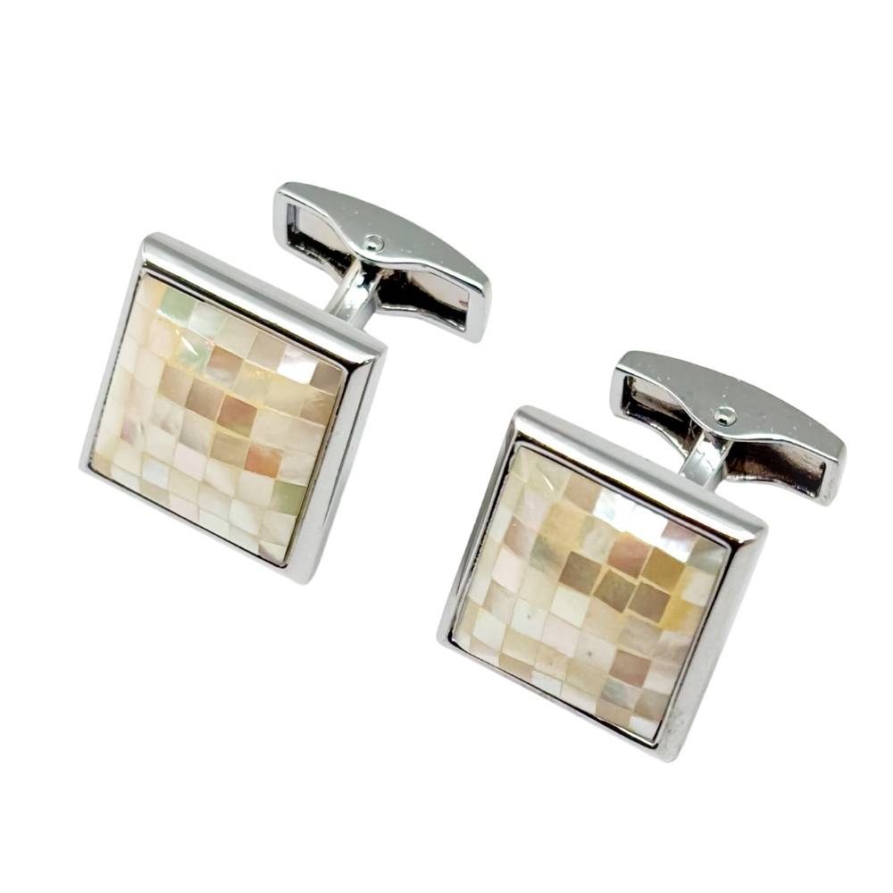 White Mother of Pearl Cufflinks for Men
