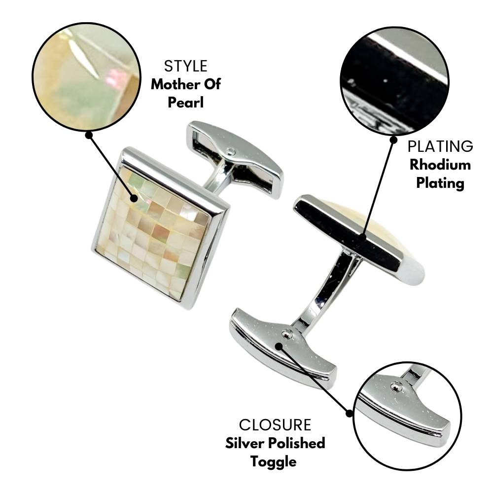 White Mother of Pearl Cufflinks for Men
