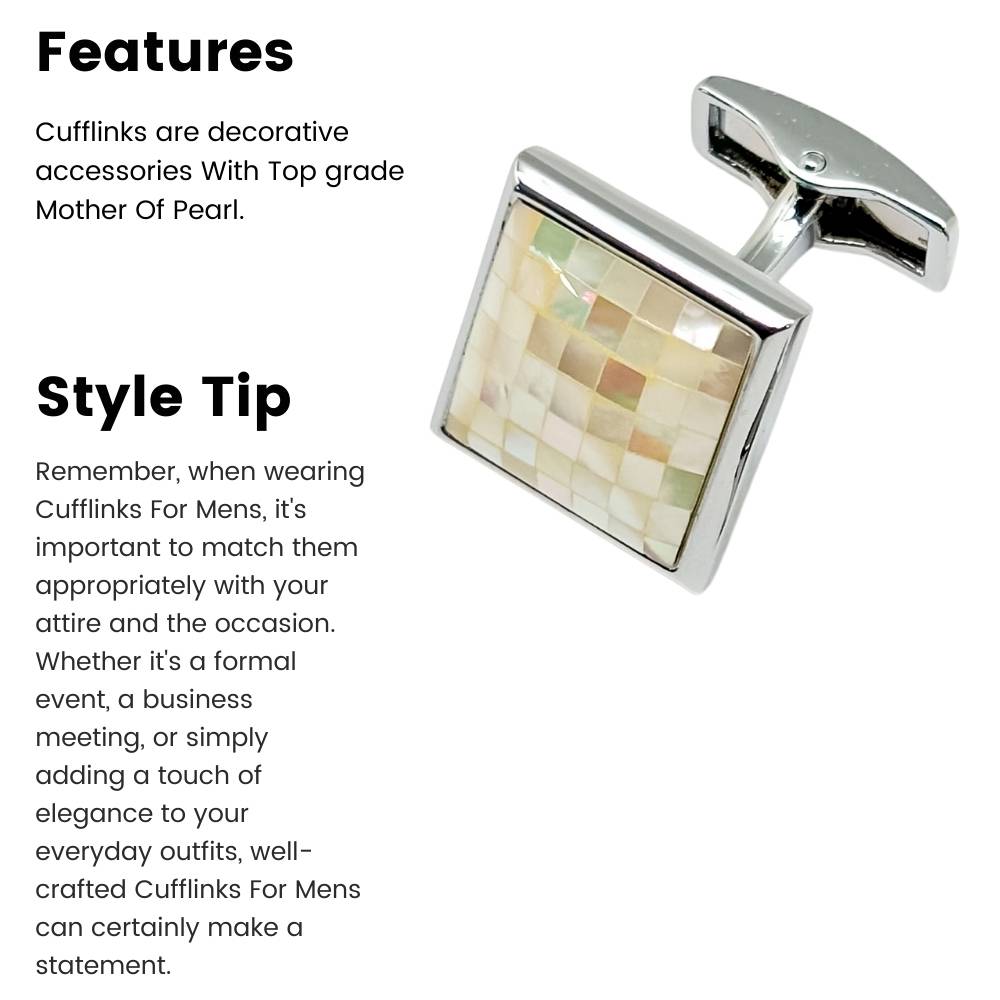 White Mother of Pearl Cufflinks for Men