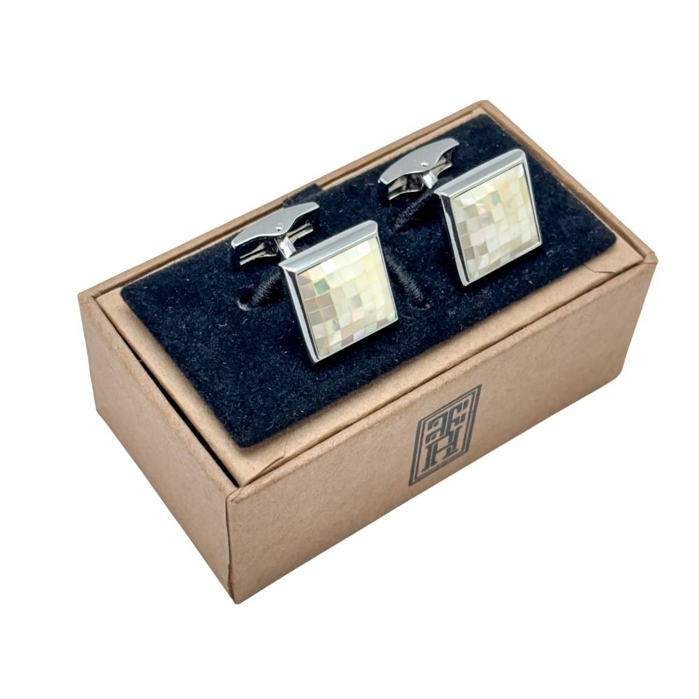 White Mother of Pearl Cufflinks for Men