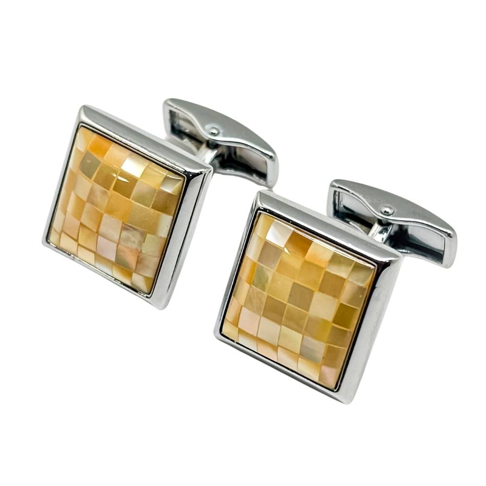 Yellow Mother of Pearl Cufflinks for Men