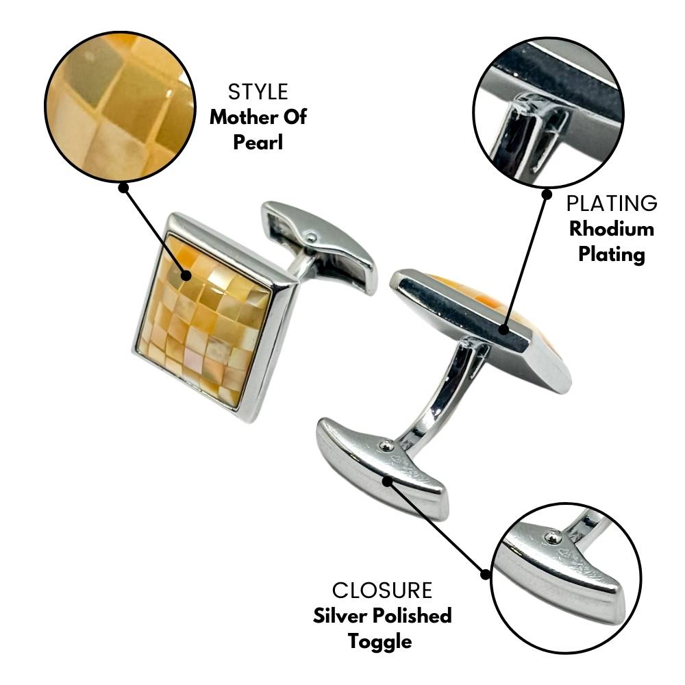 Yellow Mother of Pearl Cufflinks for Men