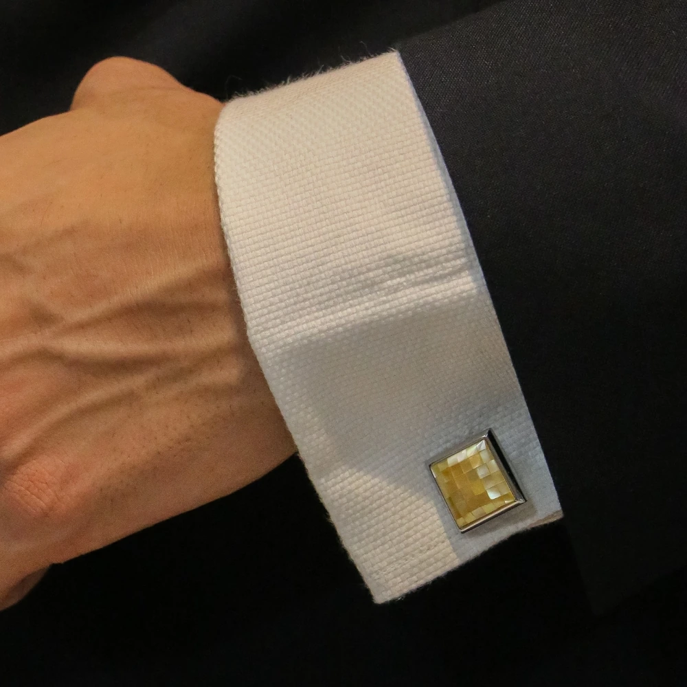 Yellow Mother of Pearl Cufflinks for Men