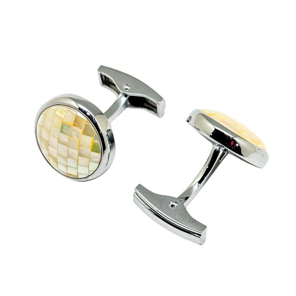 White Mother of Pearl Cufflinks for Men