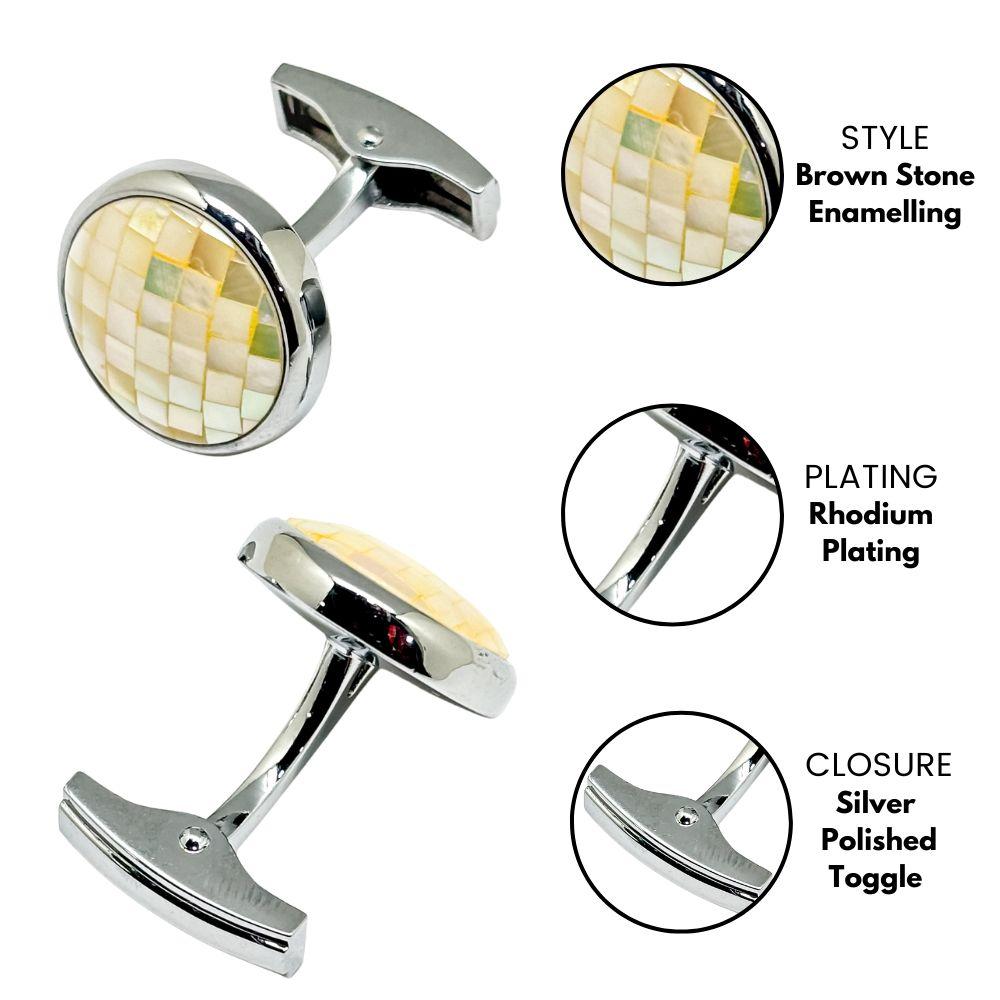 White Mother of Pearl Cufflinks for Men