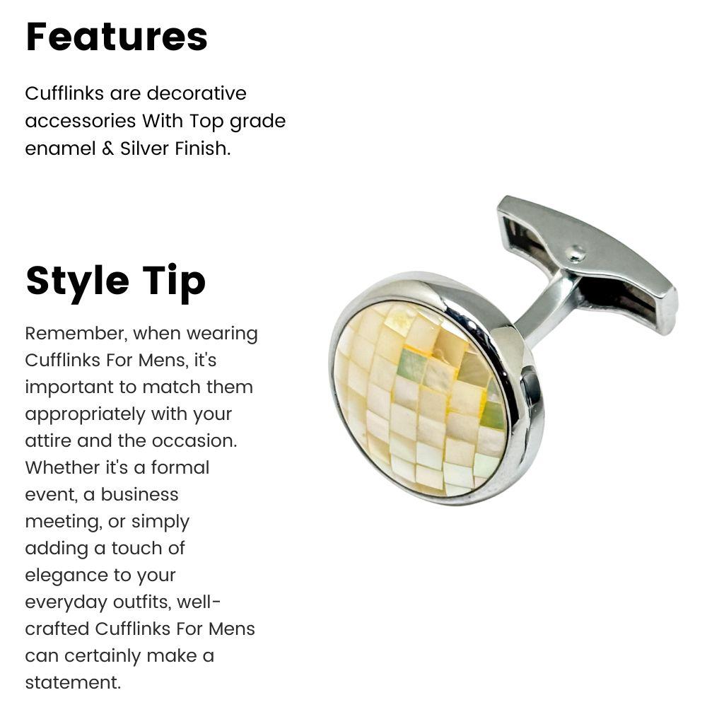 White Mother of Pearl Cufflinks for Men