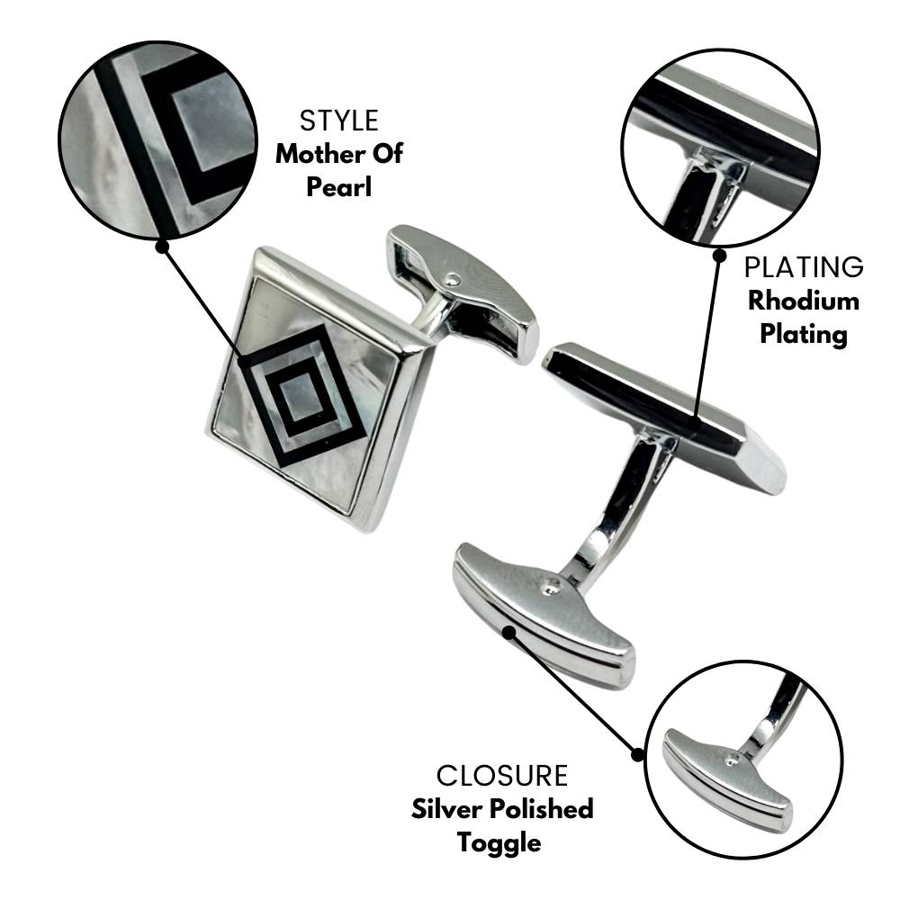 White Mother of Pearl Cufflinks for Men