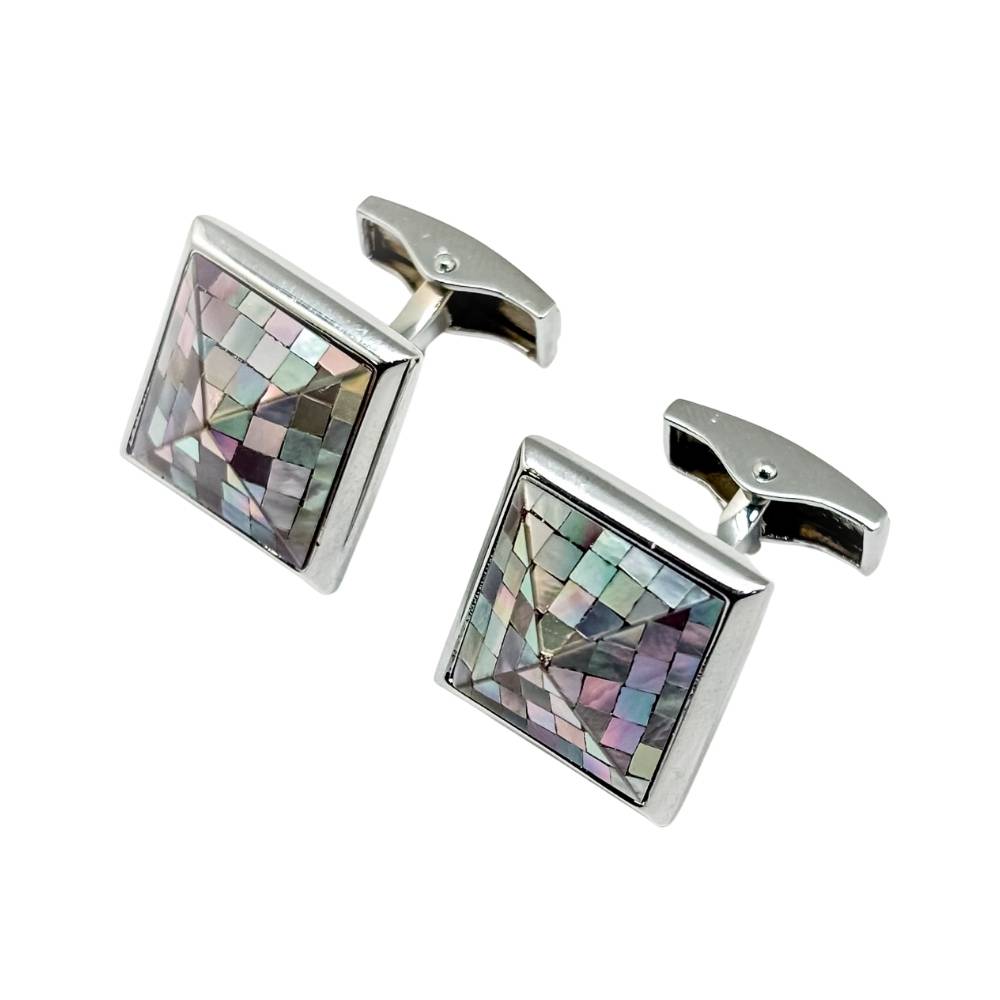 Silver Mother of Pearl Cufflinks for Men